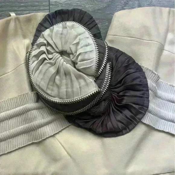 NEW BCBGMaxAzria RUNWAY Cream Gray Sweetheart Strapless Mini Dress Size 10 - Picture 5 of 14